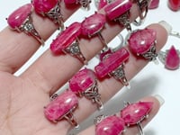 20 Pieces Pink Rhodonite Stone Different Styles Shape Ring