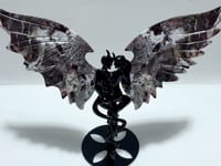 Morocco Agate Demon And Angel Wing Carving With Stand