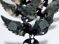 5 Pairs Africa Blood Stone Pegasus Wing Carving With Stand