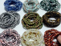 6mm Unakite Yellow Tiger Eye Red Jasper Moss Agate Blue Aventurine Bracelet Wholesale