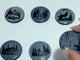 4cm Black Obsidian Forest Landscape Engraved Round Slices DIY Wholesale