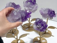 5 Pairs Amethyst Flower Carving With Stand
