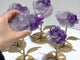 5 Pairs Amethyst Flower Carving With Stand