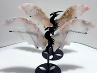 2 Pairs Flying Dragon Wing With Stand Sakura Flower Agate