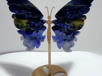 Unique Blue Sodalite Butterfly Wing Carving With Stand