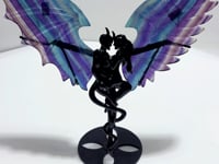 Fluorite Angel And Demons Wing Carving With Stand