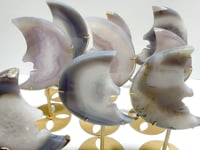 9 Pieces Large Geode Agate Moon Face Carving With Stand