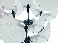 5 Pairs Selenite Angel Wing Carving With Stand