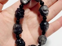 Silver Sheen Obsidian Eighteen Arhats Different Faces Bracelets Wholesale
