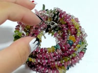 Colorful Tourmaline Gravel Chips 0.27in(7mm) Bracelet Wholesale