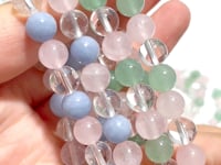 2 Types Clear Quartz Rose Quartz Mixed Angelite Green Aventurine Bracelet Wholesale