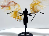 Golden Hematoid Quartz Fire Quartz Angel Carving Wing With Stand