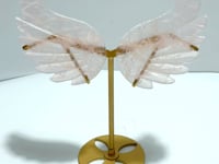 Unique Rose Quartz Wing Carving With Stand