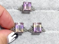 3 Pieces Ametrine Sugar Cube 925 Silver Ring