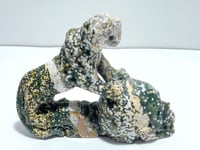 Beautiful 8th Vein Ocean Jasper Leopard Panther Skull Carving