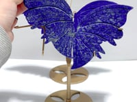 2 Pairs Delicate Lapis Lazuli Butterfly Wing Carving With Stand