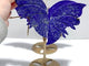 2 Pairs Delicate Lapis Lazuli Butterfly Wing Carving With Stand