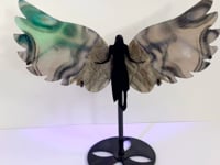 Volcano Agate Angel Wing Carving With Stand (UV Reactive)