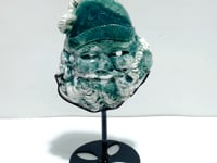 Unique Moss Agate Santa Claus Mask Carving With Stand