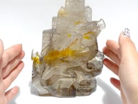 Golden Healer Quartz Hematoid Fire Quartz Flying Dragon Castle Carving