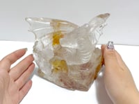 Unique Golden Fire Quartz Hematoid Quartz Flying Dragon Castle Carving