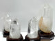 4 Pieces Large Clear Quartz Tower Raw Bottom With Stand