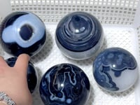 5 Pieces Large Black Agate Mixed Quartz Spheres