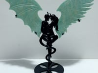 Amazonite Demon And Angel Wing Carving With Stand