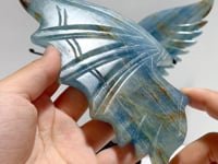 Blue Onyx Demon And Angel Wing Carving With Stand