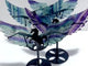 4 Pairs Beautiful Rainbow Fluorite Pegasus Wing Crystal Carving With Stand