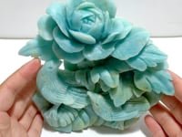 Unique Caribbean Calcite Bird&Flower Carving