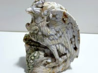 Unique 8th Vein Ocean Jasper Cock Carving