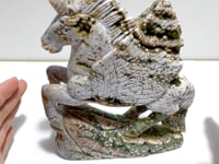 Large 8th Vein Ocean Jasper Unicorn/Pegasus Carving