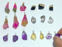 Raw Crystal Stones Pendant Wholesale Black Tourmaline Amethyst Aura Clear Quartz
