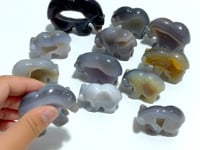12 Pieces Small Geode Druzy Agate Bear Carving