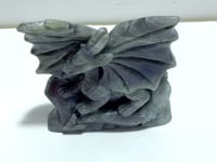 Unique Purple Labradorite Flying Dragon Carving
