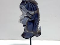 Unique Agate Flying Dragon Moon Carving With Stand