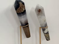 2 Pieces Volcano Agate Scepter Wand With Stand (UV Reactive)