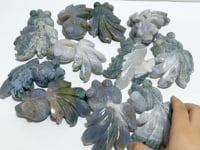 11 Pieces Moss Agate Goldfish Carving