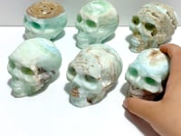 6 Pieces Unique Green Calcite Skull Carving