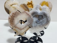 7 Pieces Geode Druzy Agate Fish Carving With Stand