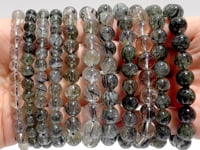 11 Pieces Black Tourmaline Mixed Black Rutile Quartz Bracelets