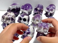 11 Pieces Chevron Amethyst Skull Carving
