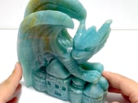 Unique Caribbean Calcite Flying Dragon Castle Carving