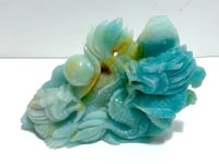 Beautiful Caribbean Calcite Two Dragons Playing with a Pearl Carving