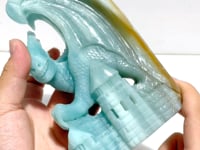 Beautiful Caribbean Calcite Flying Dragon Castle Carving