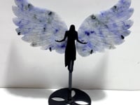 Unique Blue Aventurine Angel Wing Carving With Stand