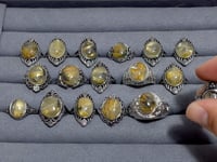 17 Pieces Golden Rutile Quartz Different Styles Ring