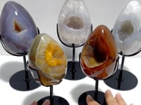 5 Pieces Geode Druzy Eggs Carving With Stand