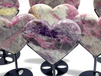 7 Pieces Pink Tourmaline Heart With Stand